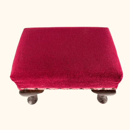 Vintage 1998 Red Velvet Upcycled Small Footstool Sunshine Thrift