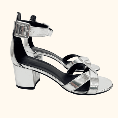 Whistles Metallic Silver Marquis block Heel Sandals - Size 6 Whistles