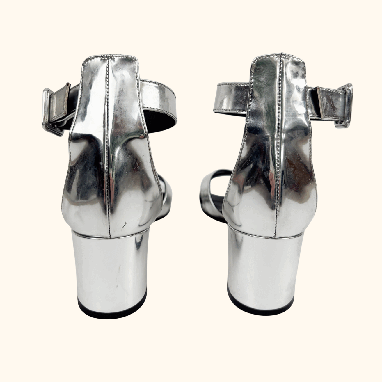 Whistles Metallic Silver Marquis block Heel Sandals - Size 6 Whistles
