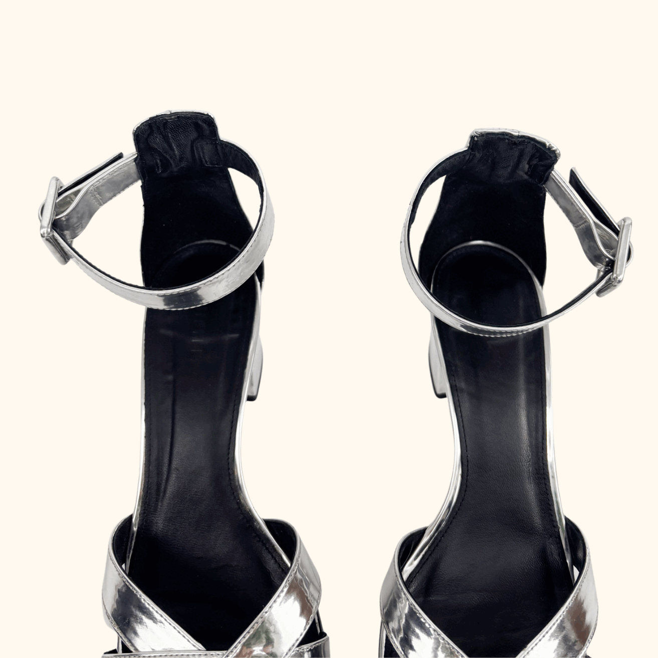 Whistles Metallic Silver Marquis block Heel Sandals - Size 6 Whistles
