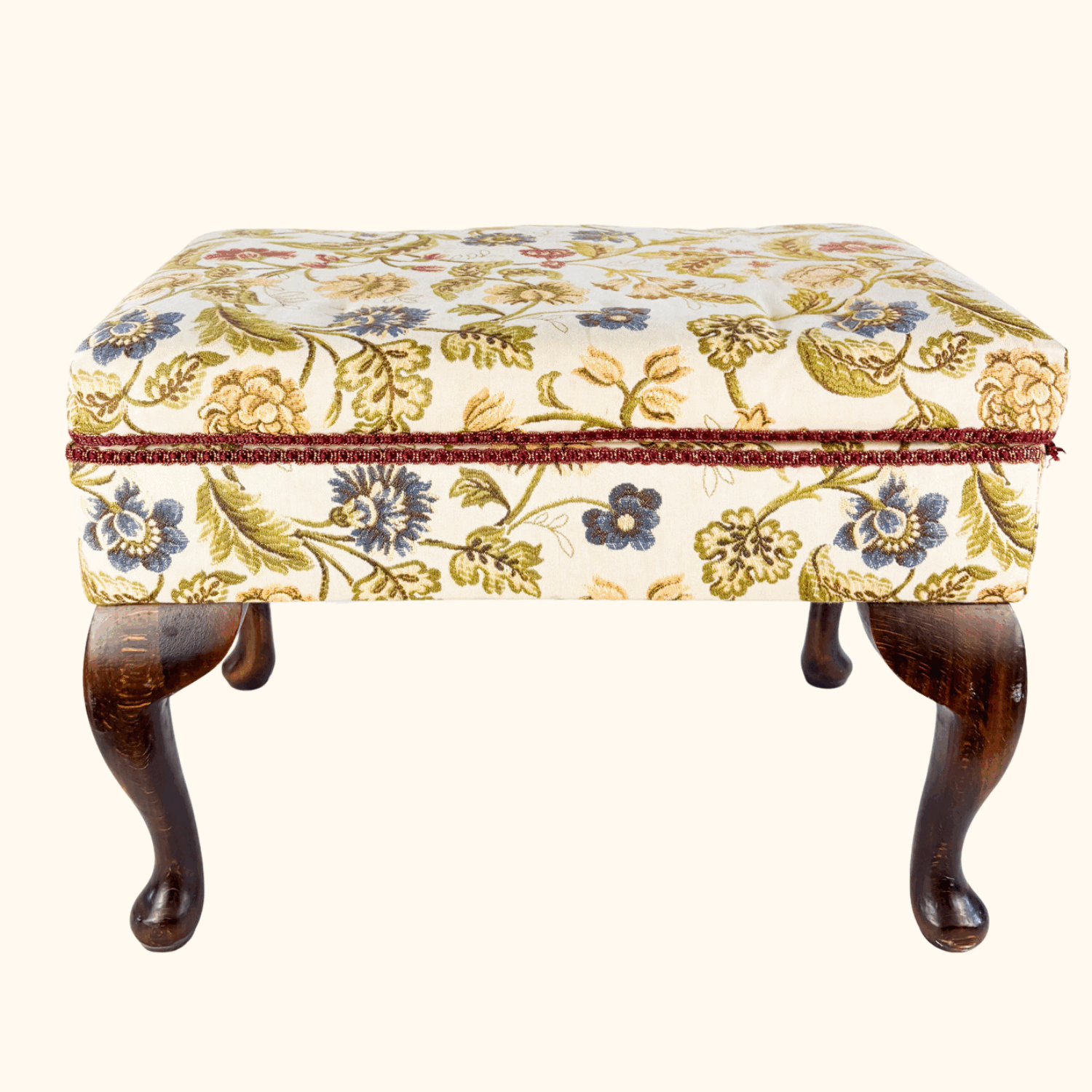 Jacquard Upholstered Footstool with Storage Sunshine Thrift