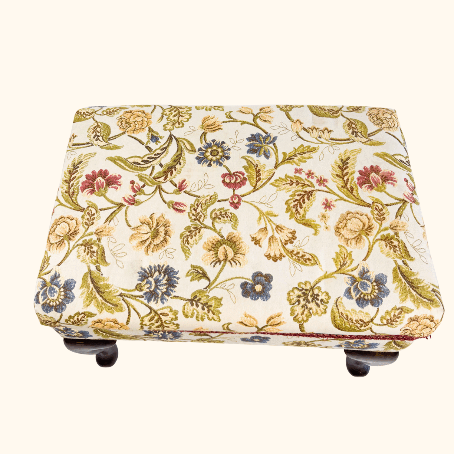 Jacquard Upholstered Footstool with Storage Sunshine Thrift