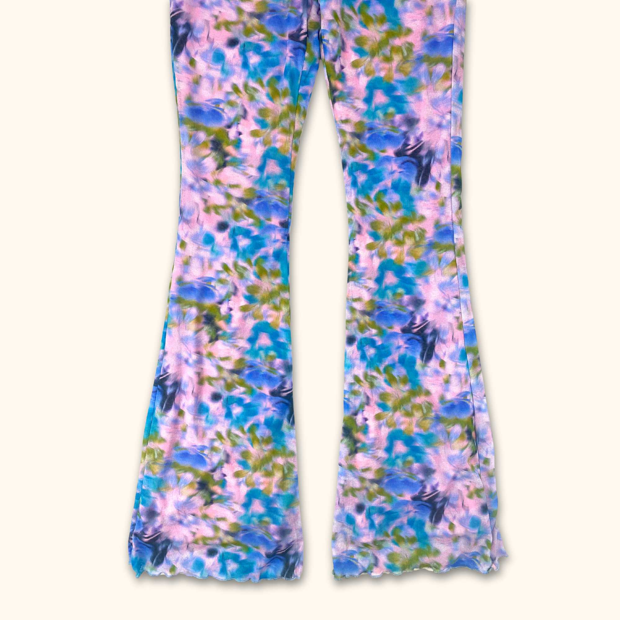 Topshop Blue Floral High Waisted Flared Trousers -  Size 12 - Topshop - Trousers