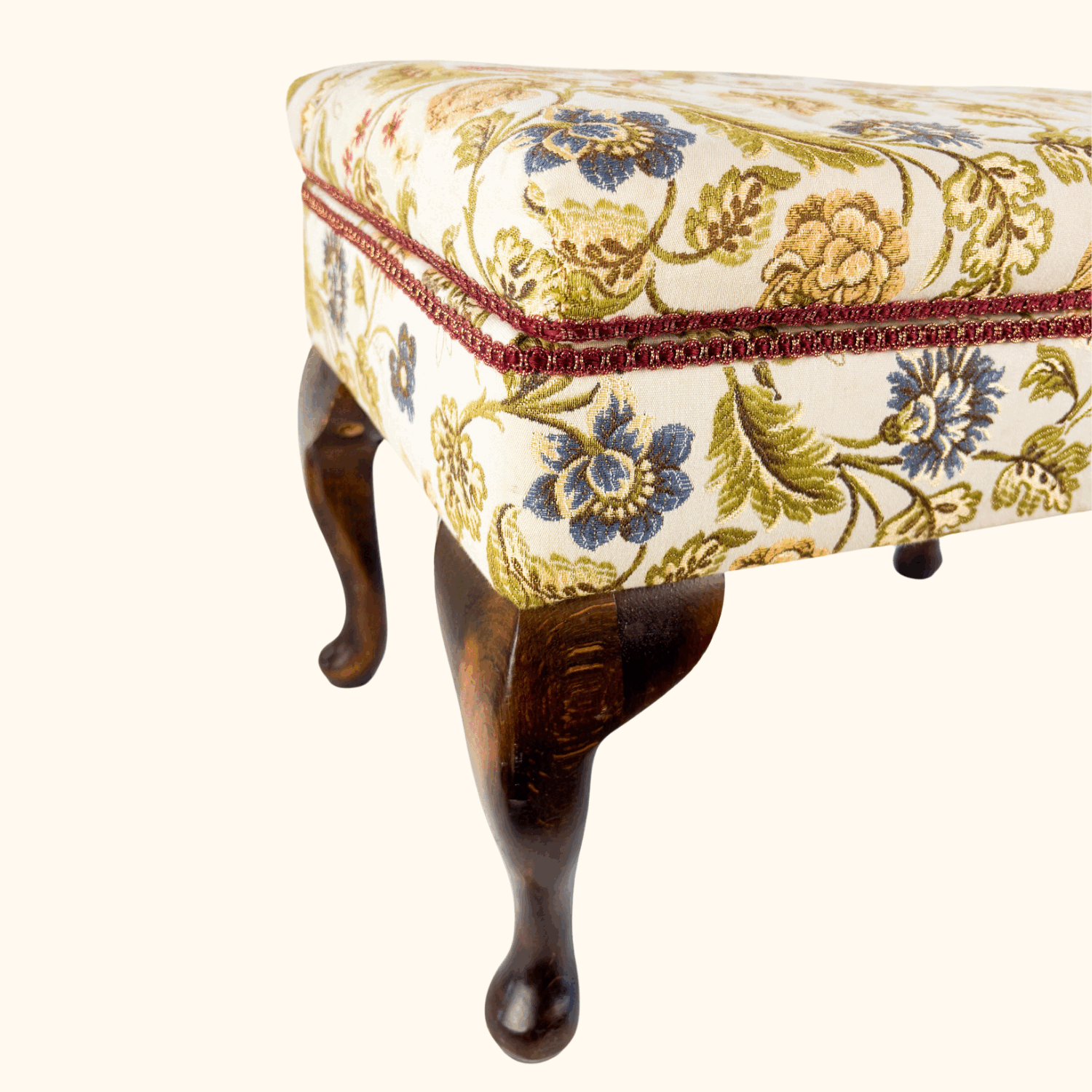 Jacquard Upholstered Footstool with Storage Sunshine Thrift