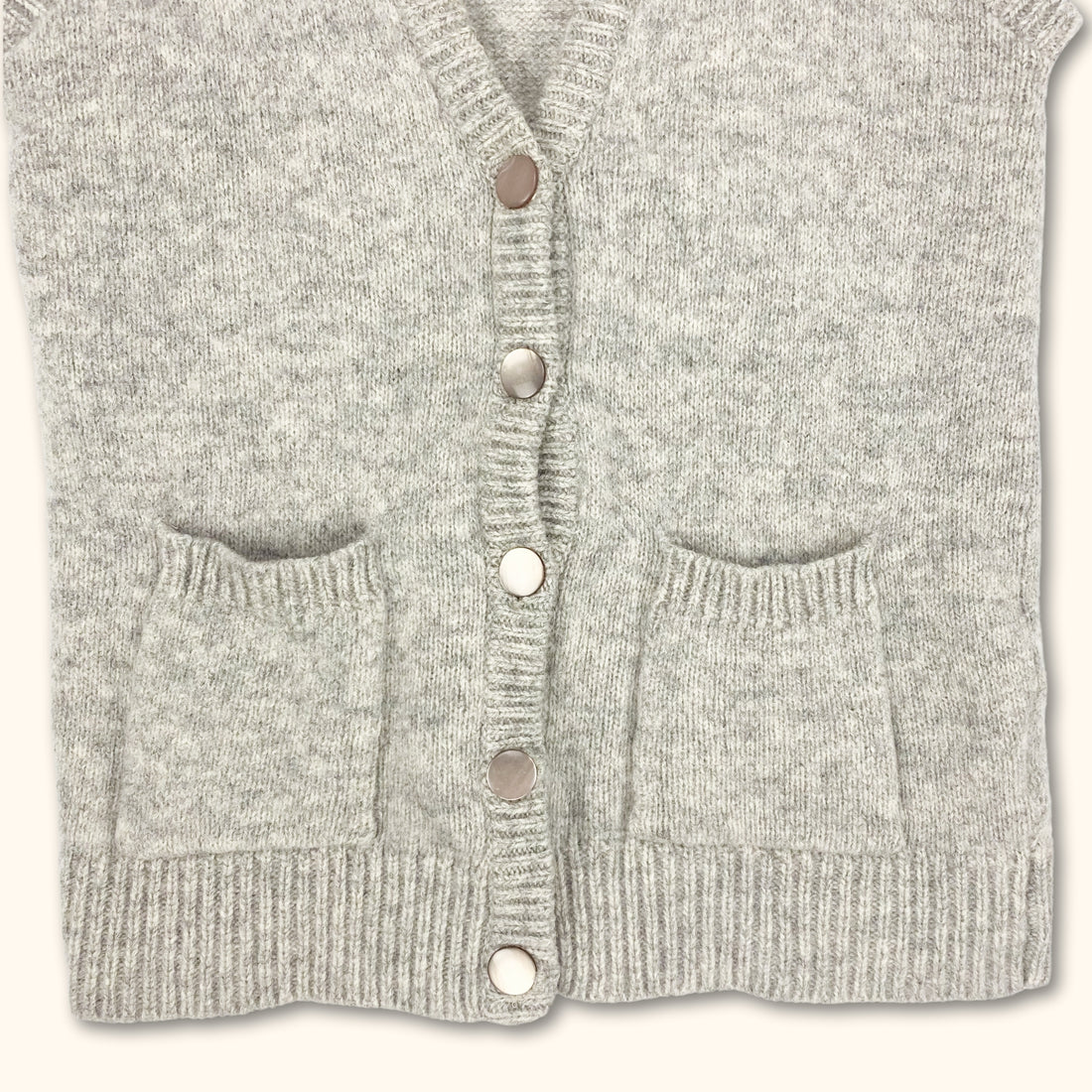 100% Wool Grey Button Up Sweater Vest Size - Size Small -  - Knitwear