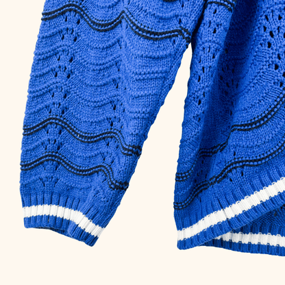 Next Blue Cable Knit V-Neck Jumper - Size XL Next