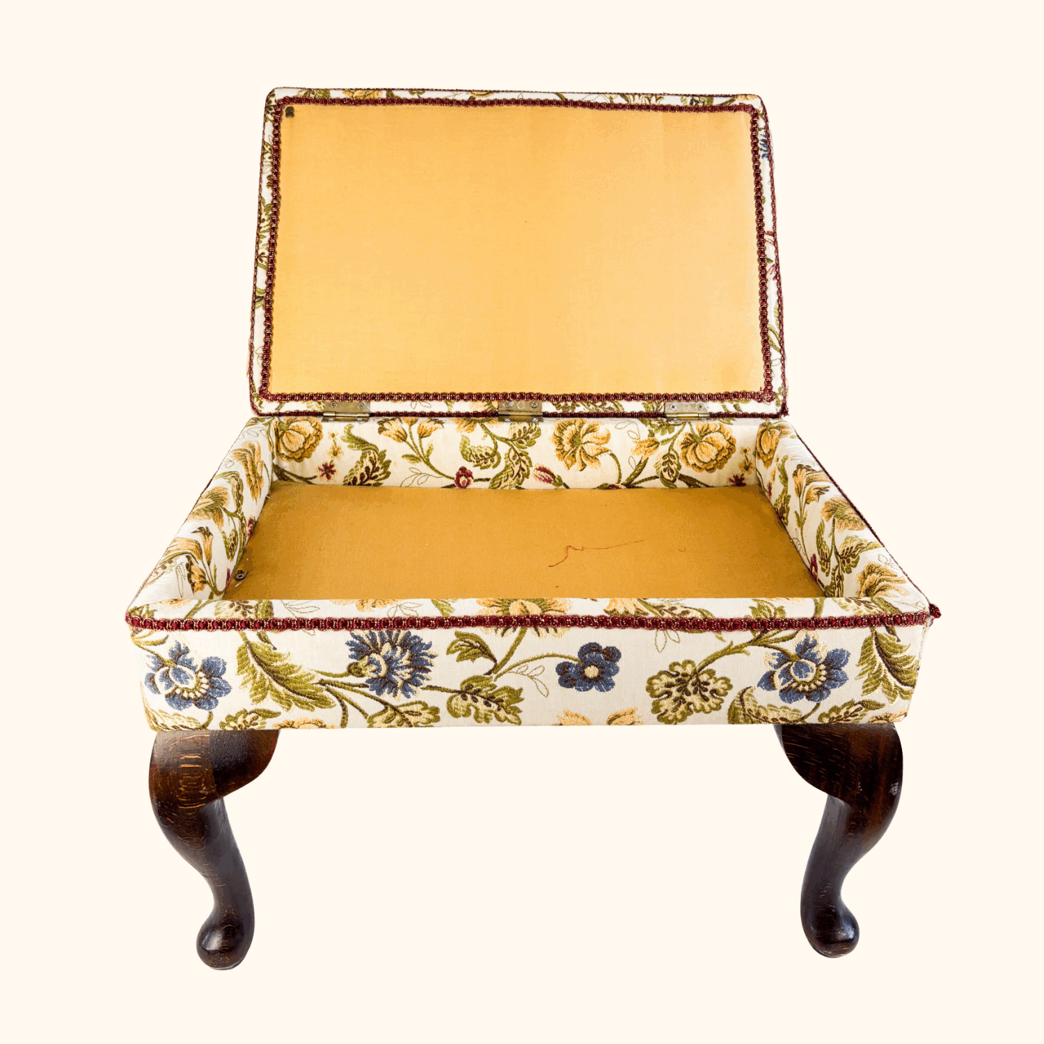 Jacquard Upholstered Footstool with Storage Sunshine Thrift
