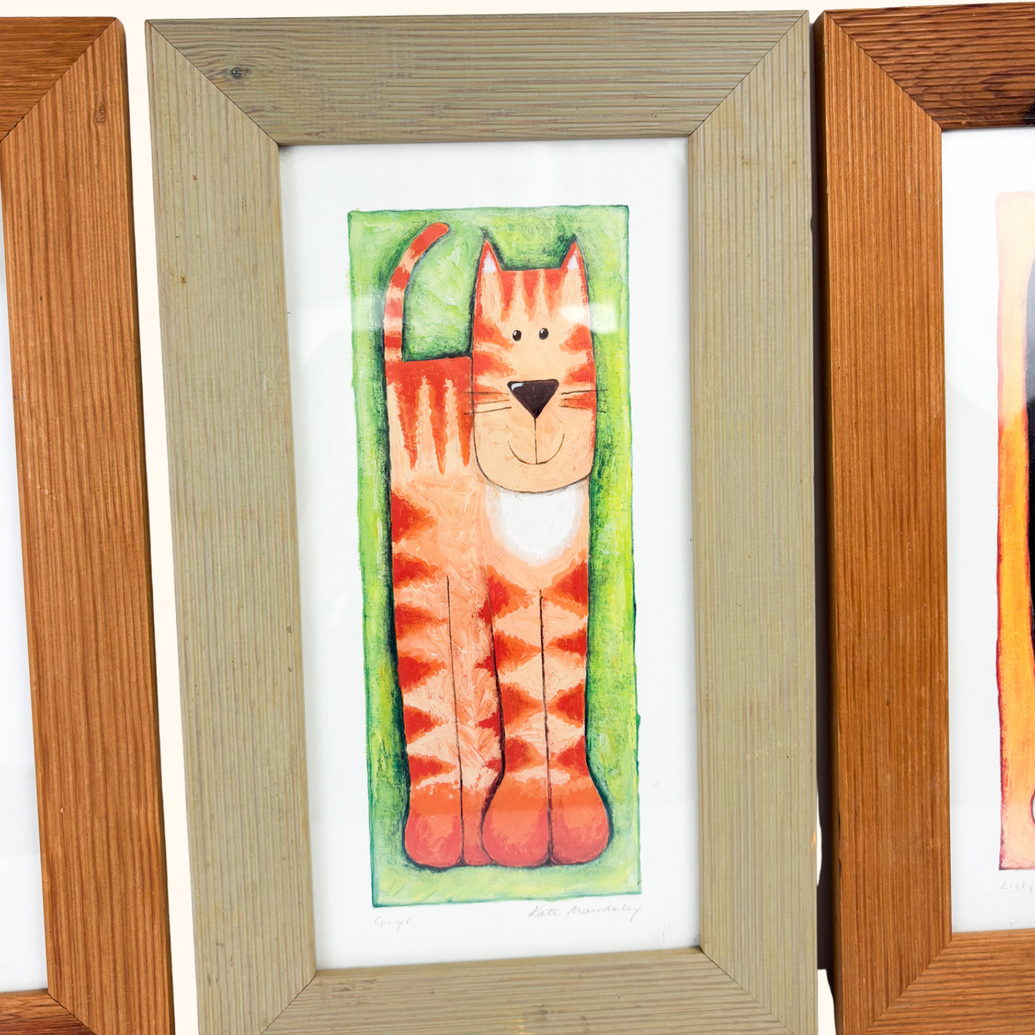 Vintage 2000s Kate Mawdsley Framed Cat and Dog Prints - Set of 3 Kate Mawdsley