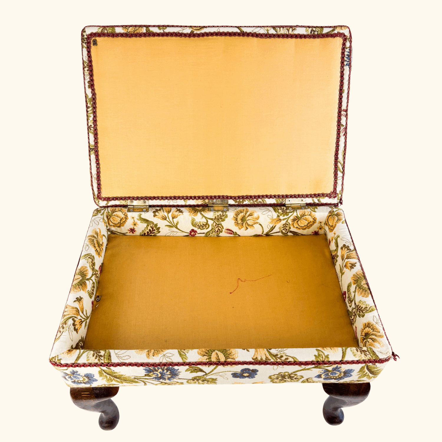 Jacquard Upholstered Footstool with Storage Sunshine Thrift