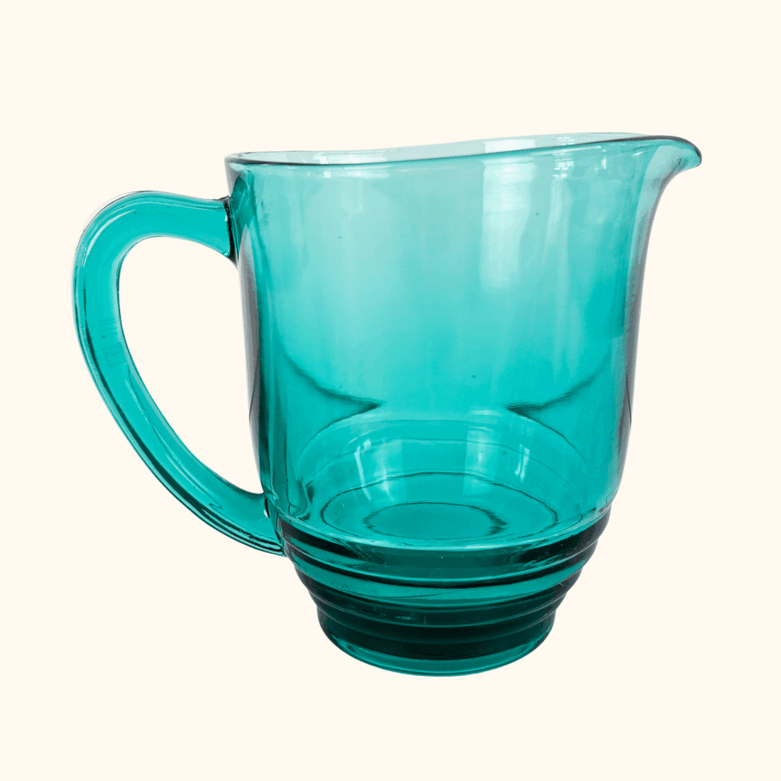 Mid Century Turqouise Glass Pitcher Jug Sunshine Thrift