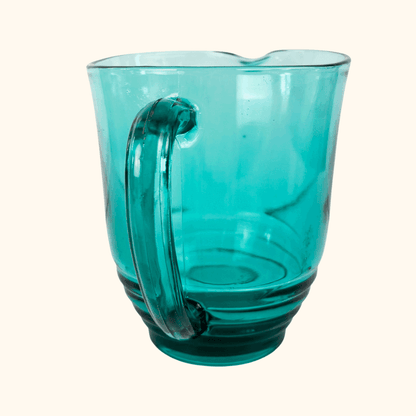 Mid Century Turqouise Glass Pitcher Jug Sunshine Thrift