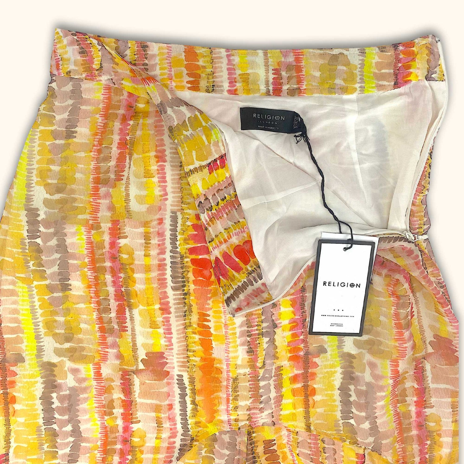 Religion Lustrous Yellow Asymmetric Midi Skirt - Size 8 - Religion - Skirts