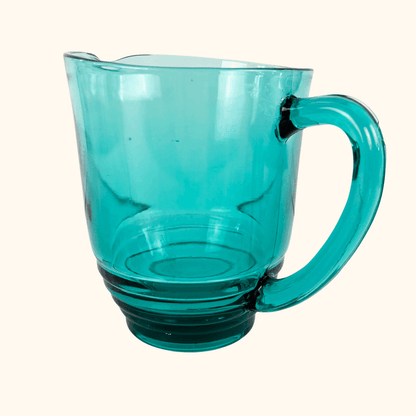 Mid Century Turqouise Glass Pitcher Jug Sunshine Thrift