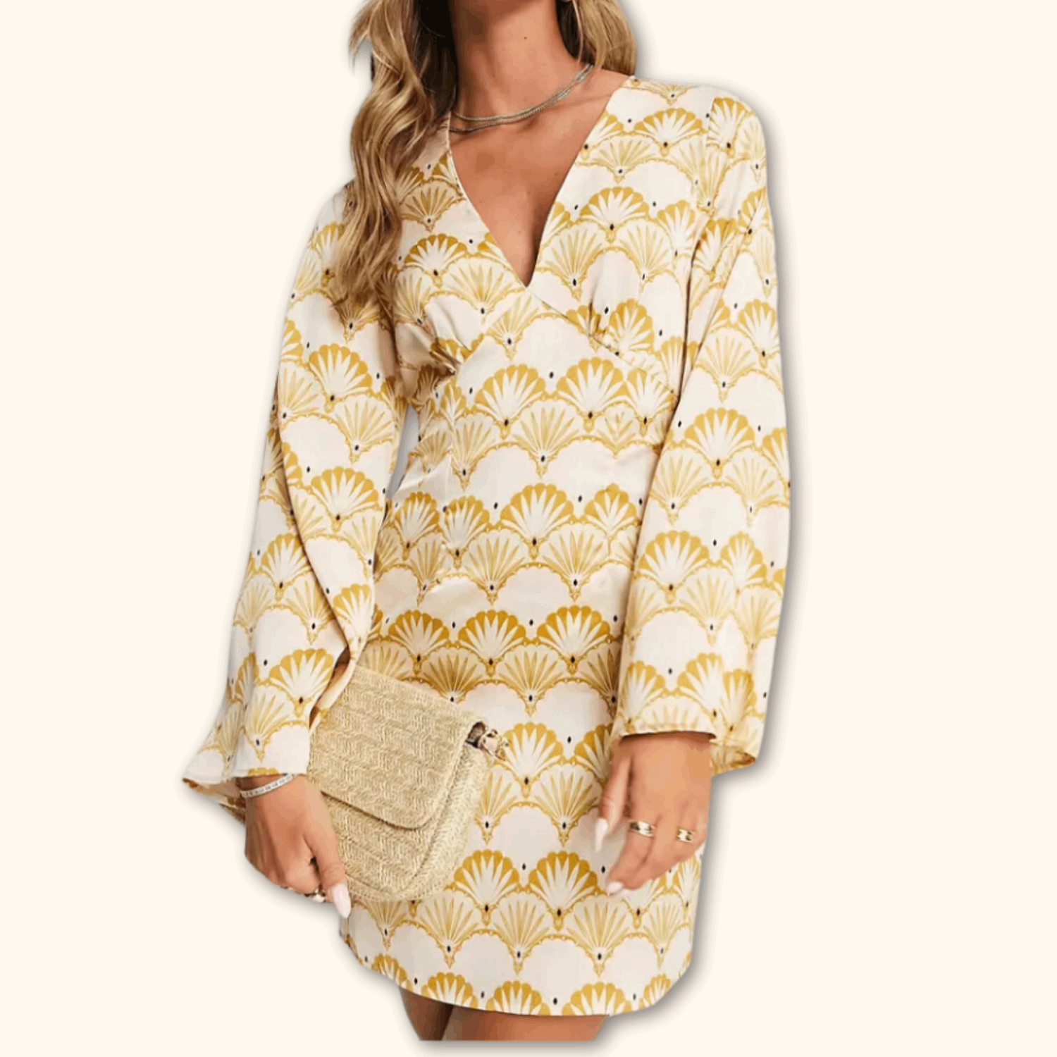 Never Fully Dressed Art Deco Long Sleeve Mini Dress Size 6 Sunshine Thrift