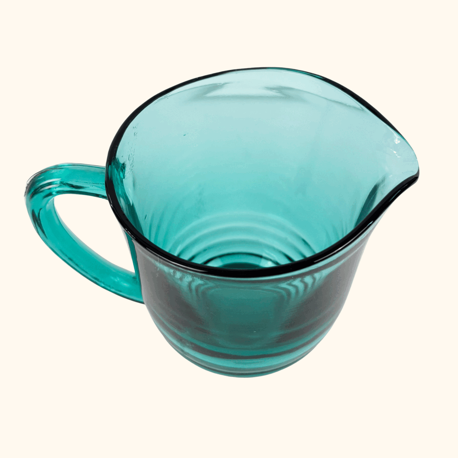 Mid Century Turqouise Glass Pitcher Jug Sunshine Thrift