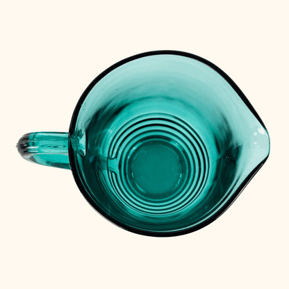 Mid Century Turqouise Glass Pitcher Jug Sunshine Thrift