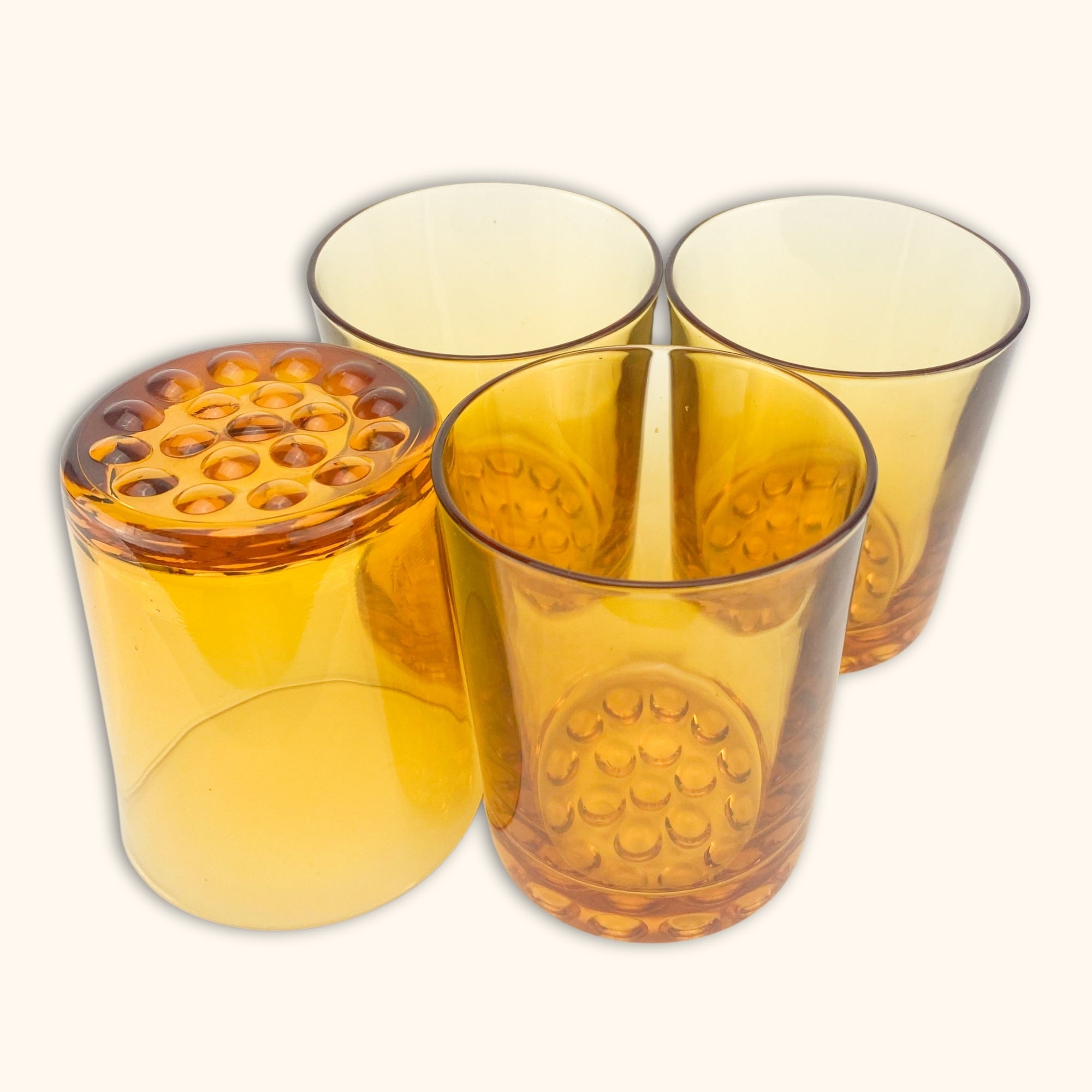 Hobnail Amber Drinking Glasses - Set of 4 -  - Glasses