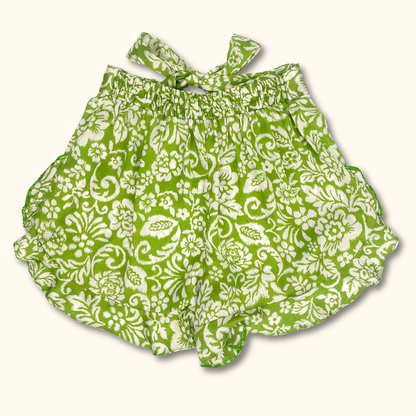 River Island Green Floral Satin Flowy Shorts High Waist - Size 8