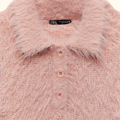 Zara Pink Faux Fur Short Sleeve Top - Size Small - Zara - Jumpers