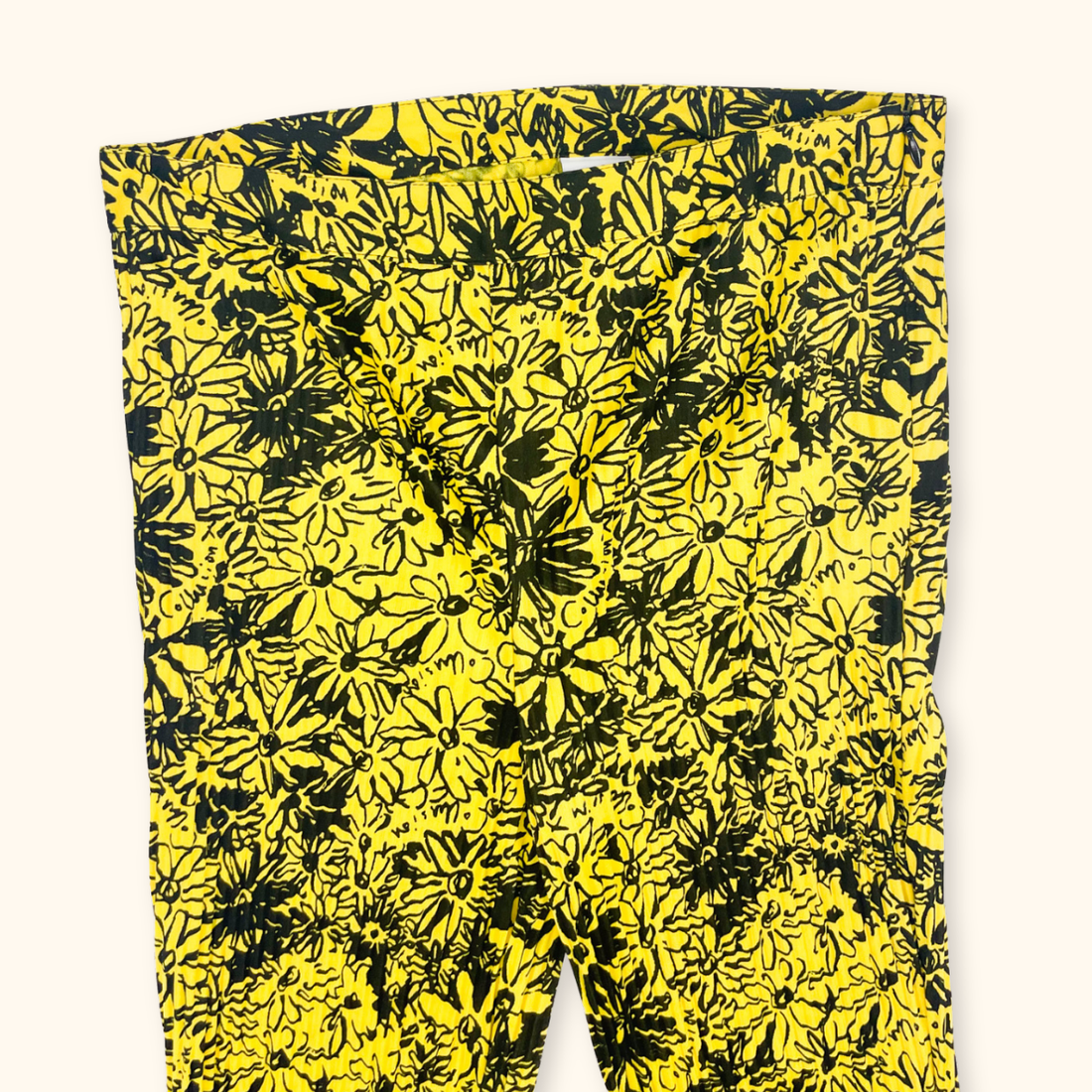 Collusion Retro Yellow Floral Flared Trousers - Size 6R
