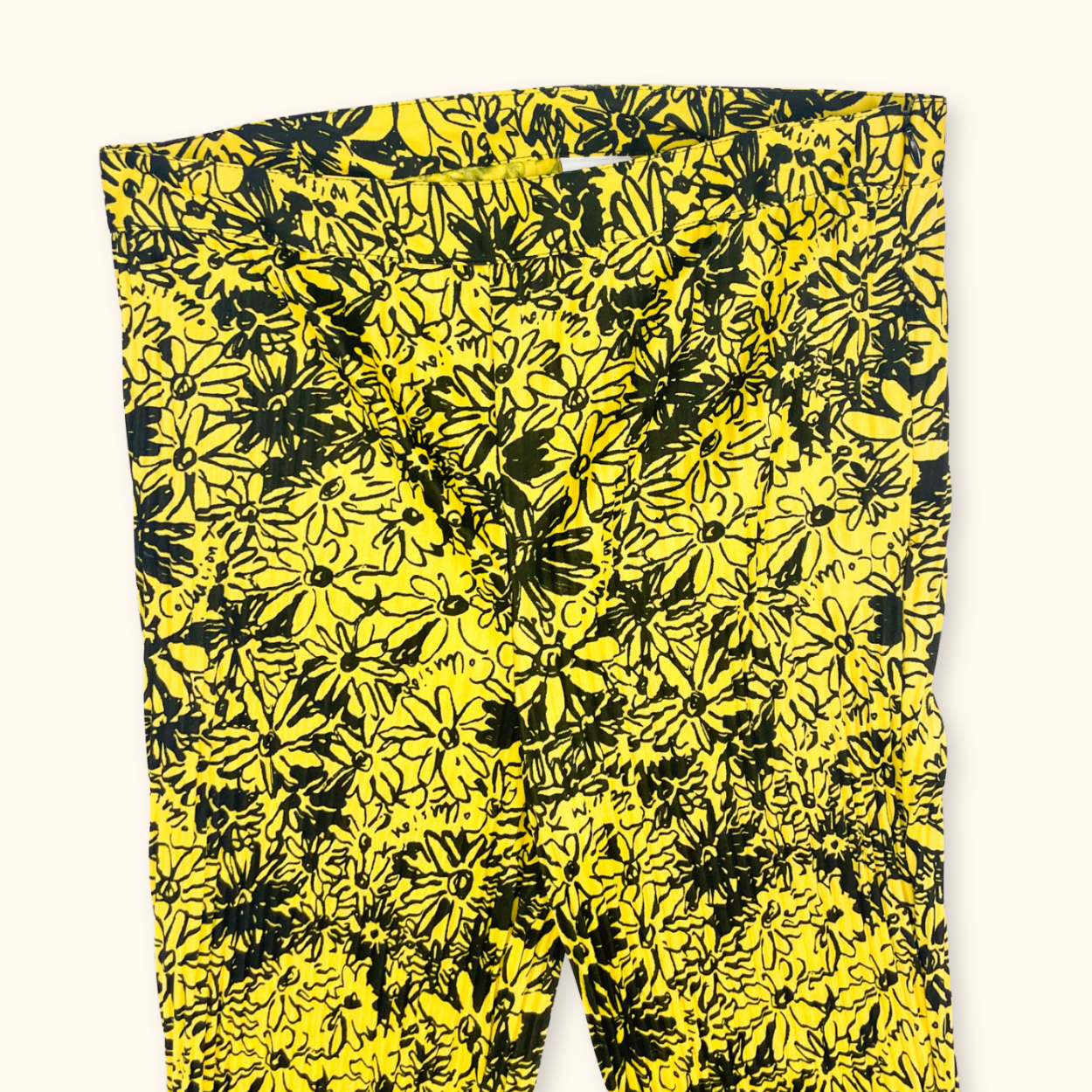 Collusion Retro Yellow Floral Flared Trousers - Size 6R