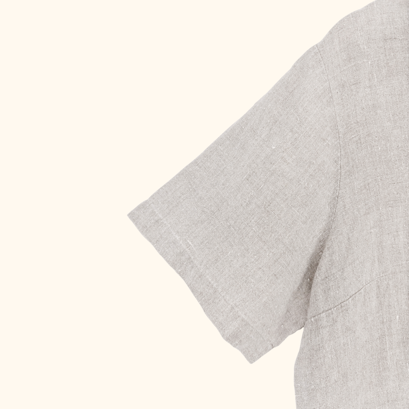 Flax 100% Linen Beige Short Sleeve Blouse - Size Medium Flax