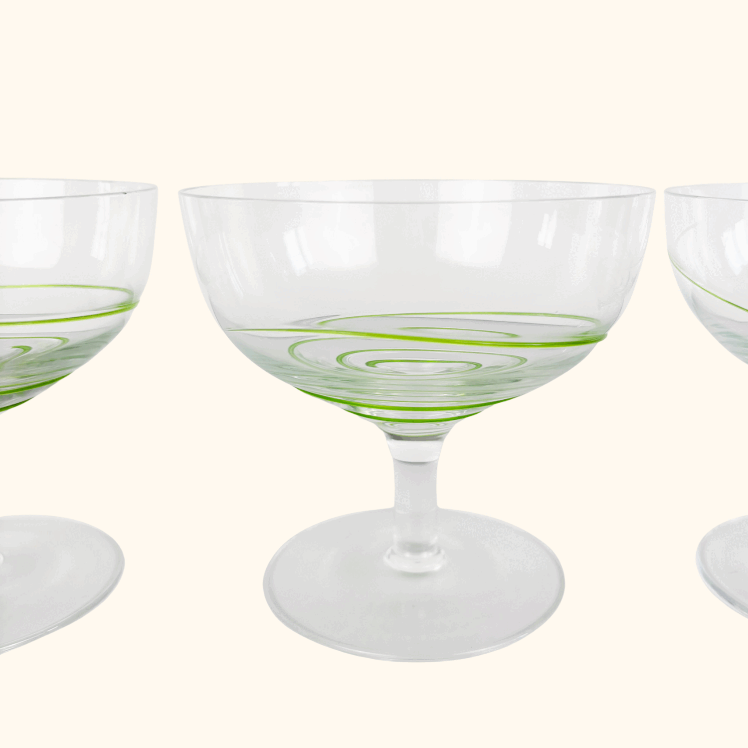 Green Swirl Dessert Bowls Set of 3 Sunshine Thrift