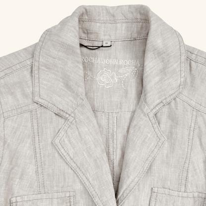 John Rocha Beige 100% Linen Short Sleeve Shirt - Size 10 John Rocha