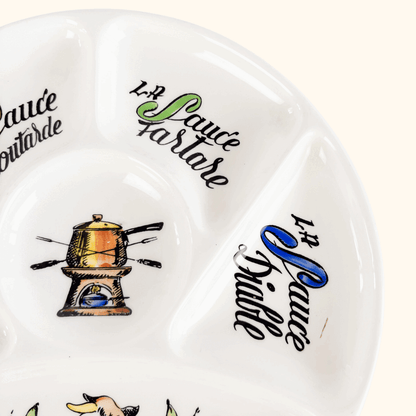 Vintage 1970s Gien France Fondue Section Plate Gine France