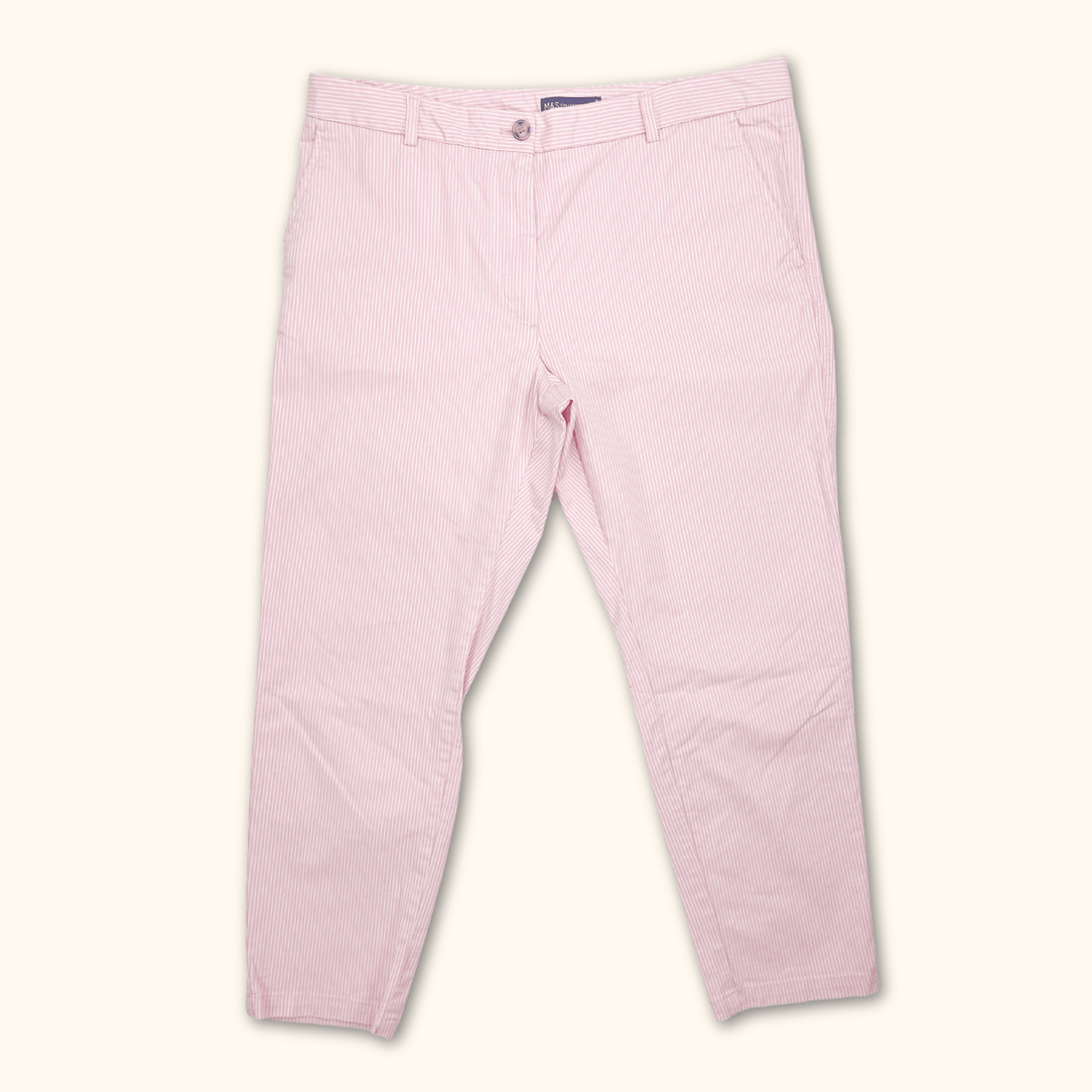 M&amp;S Pink Pinstripe Tailored Trousers - Size 16