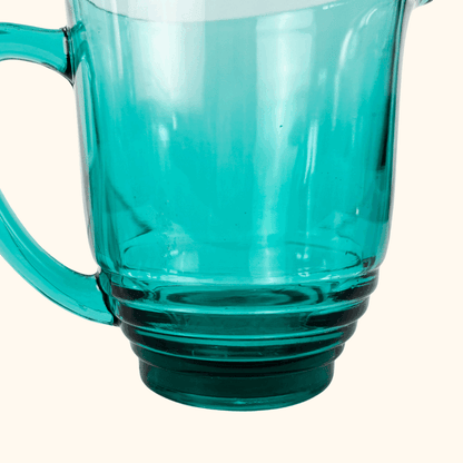 Mid Century Turqouise Glass Pitcher Jug Sunshine Thrift