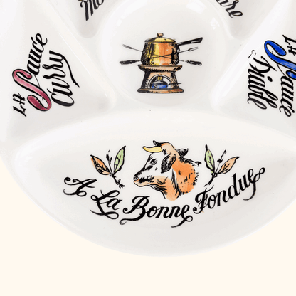 Vintage 1970s Gien France Fondue Section Plate Gine France