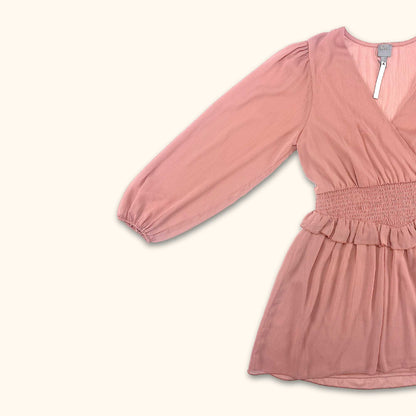 ASOS Design Long Sleeve Ruffle Dress Shell Pink - Size 12 - ASOS - Dresses