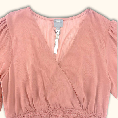 ASOS Design Long Sleeve Ruffle Dress Shell Pink - Size 12 - ASOS - Dresses