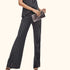 NaaNaa Sparkly Black Flared Wide Leg Trousers - Size 8 - NaaNaa - Trousers