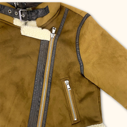 Zara Fleeced Brown Suede Jacket - Size Medium - Zara - Coats &amp; jackets