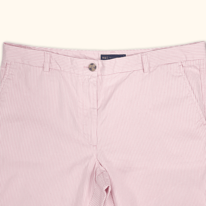 M&amp;S Pink Pinstripe Tailored Trousers - Size 16