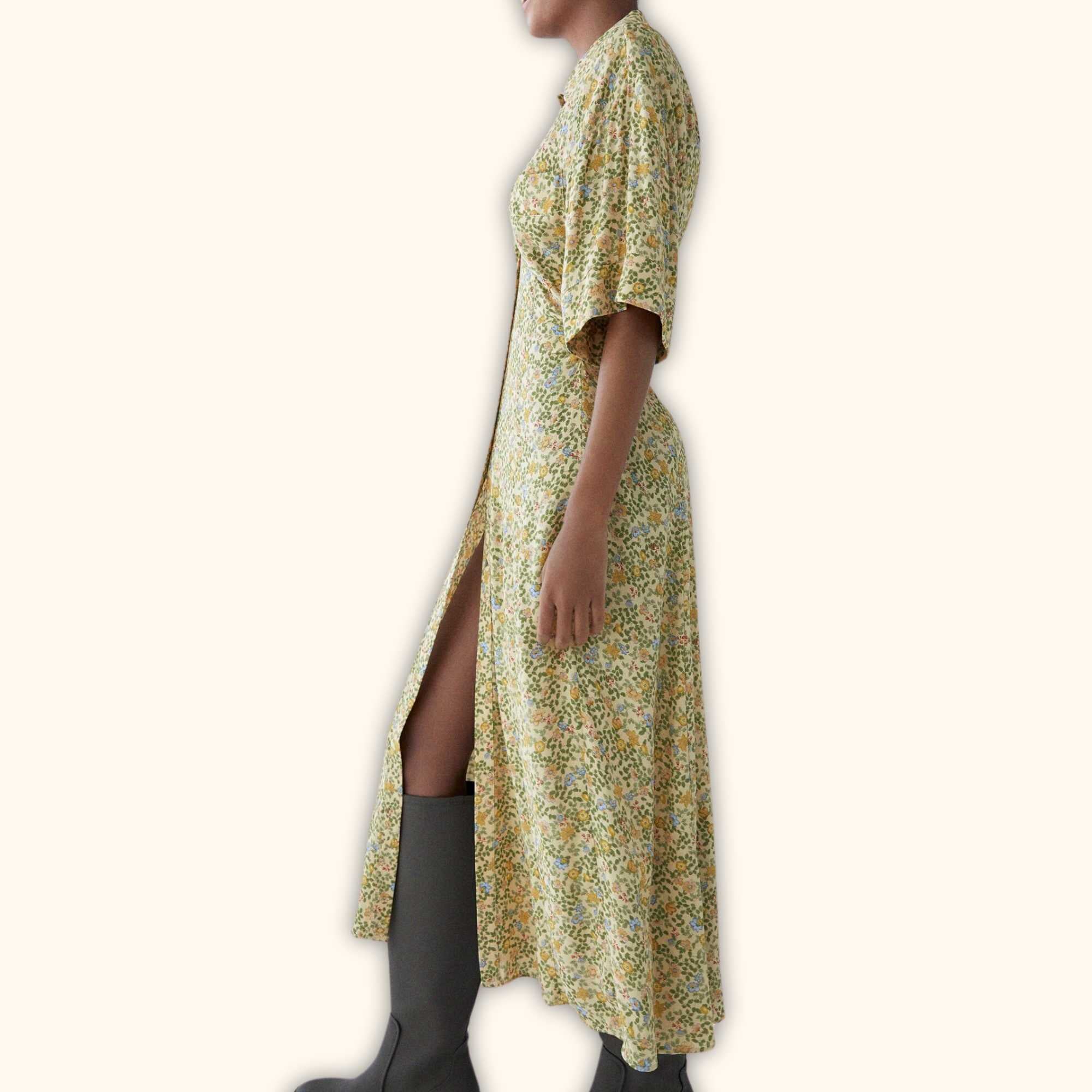 zara floral midi shirt dress Zara Midi Floral Shirt Dress