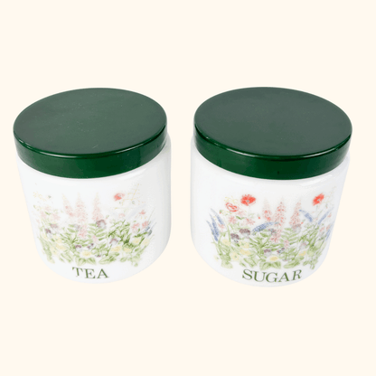 Vintage 1980s CLP Milk Glass Tea Sugar Jars Sunshine Thrift