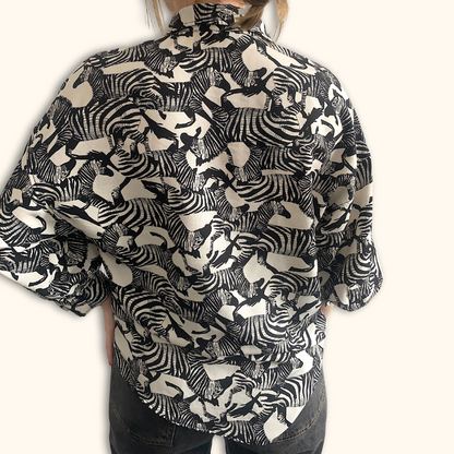 Topshop Zebra Print Oversized Button Up Shirt - Size 4 - Topshop - Shirts