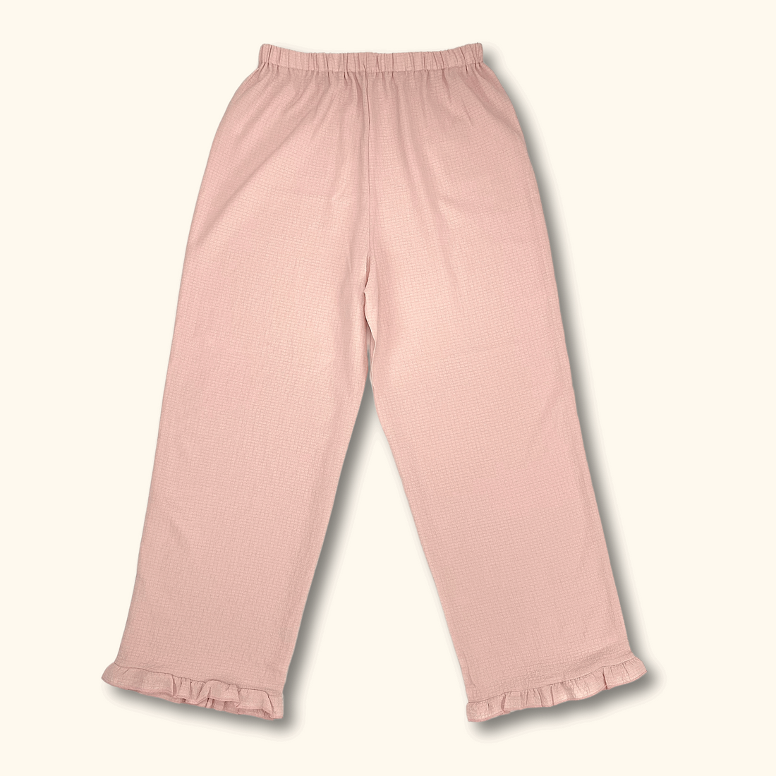 Light Pink Wide Leg Frill High Waisted Trousers - Size Large - Sunshine Thrift - Trousers