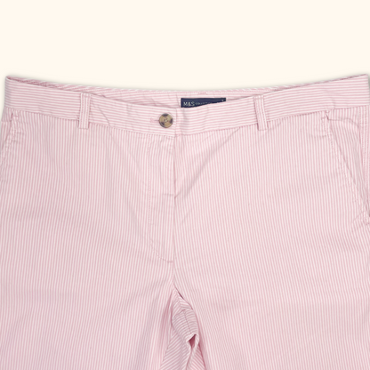 M&amp;S Pink Pinstripe Tailored Trousers - Size 16