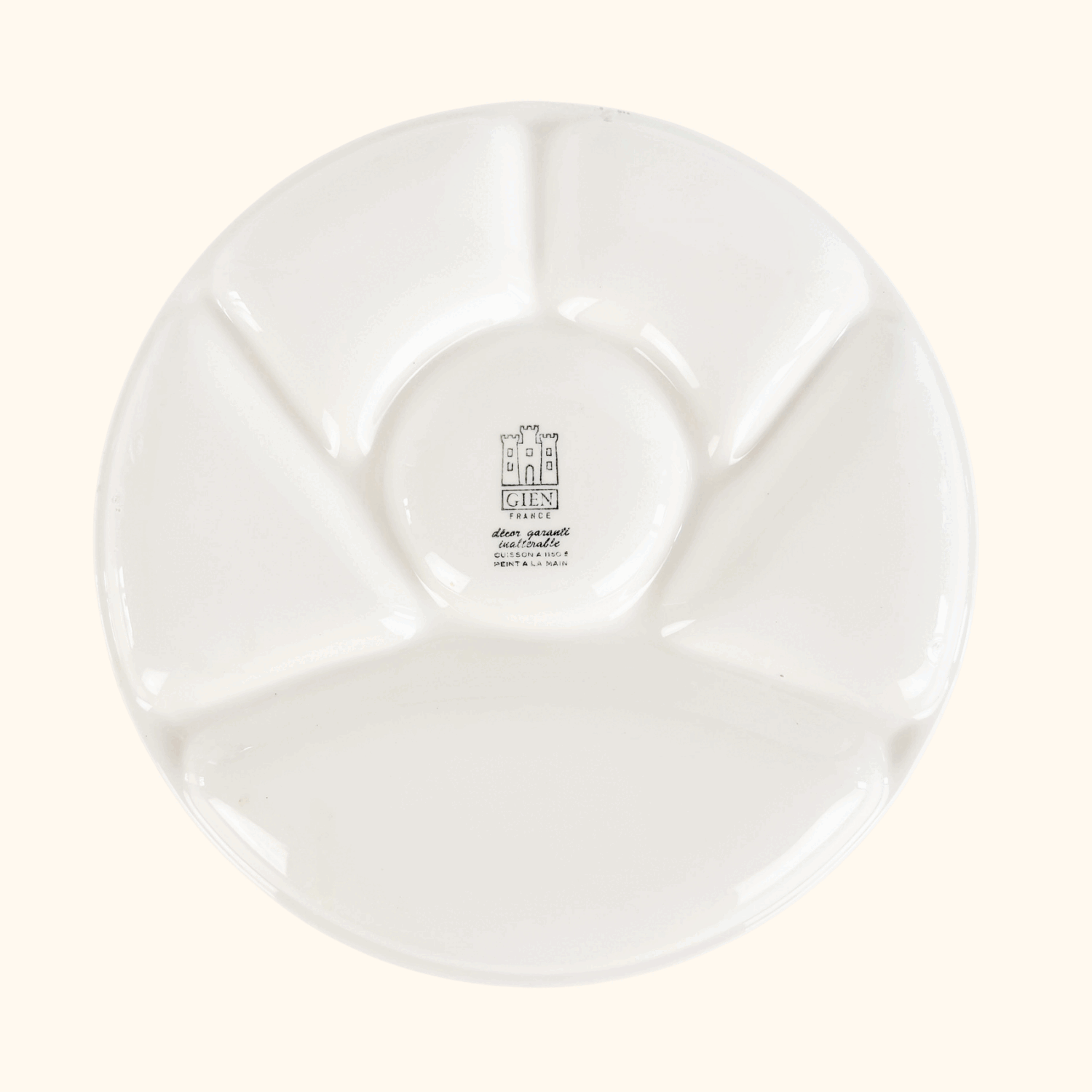 Vintage 1970s Gien France Fondue Section Plate Gine France