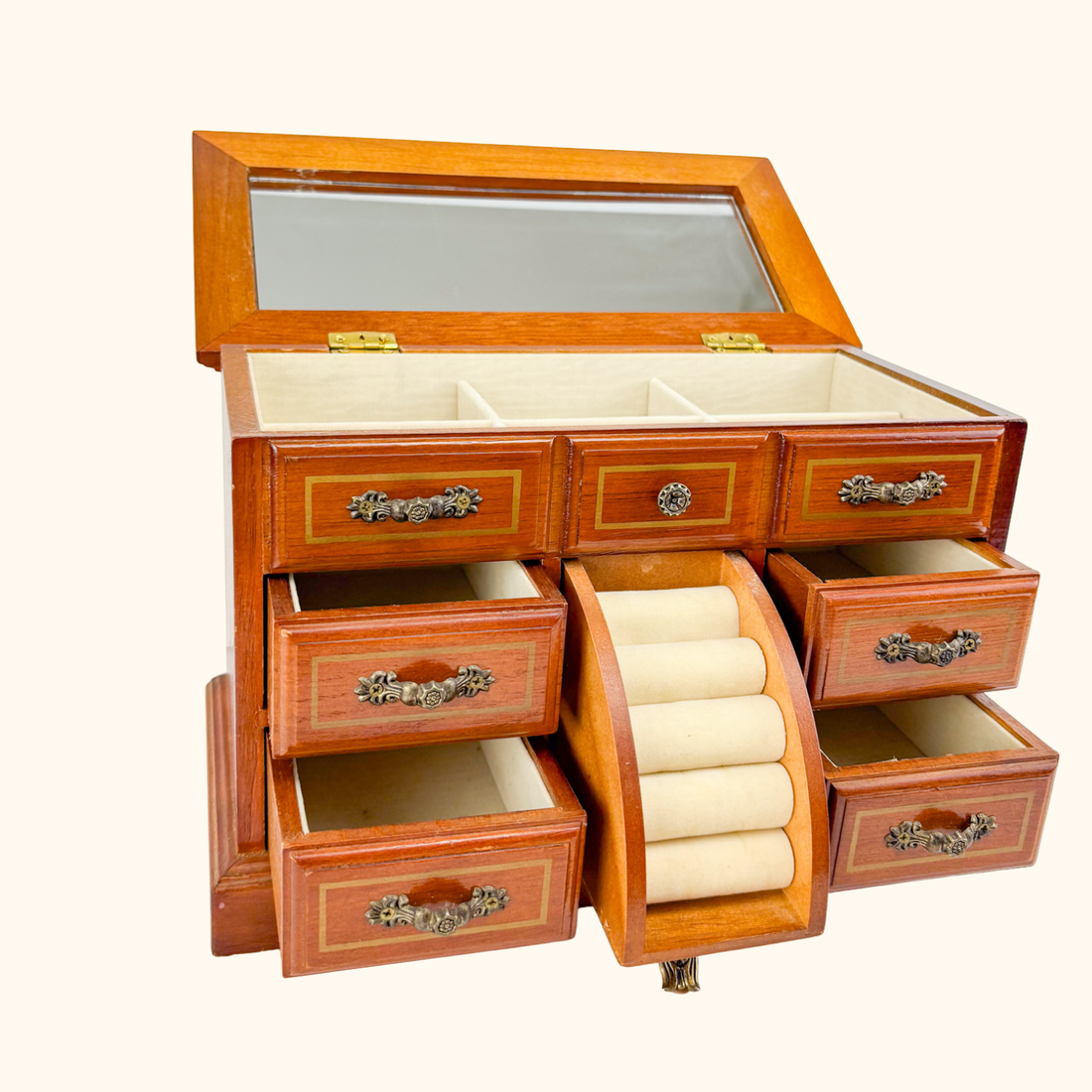 Vintage Solid Wood Jewellery Box Sunshine Thrift