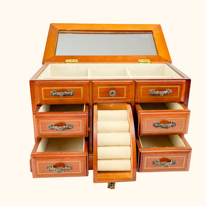 Vintage Solid Wood Jewellery Box Sunshine Thrift