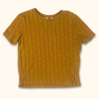 Zara Orange Ribbed Short Sleeve Top - Size Medium - Zara - Tops