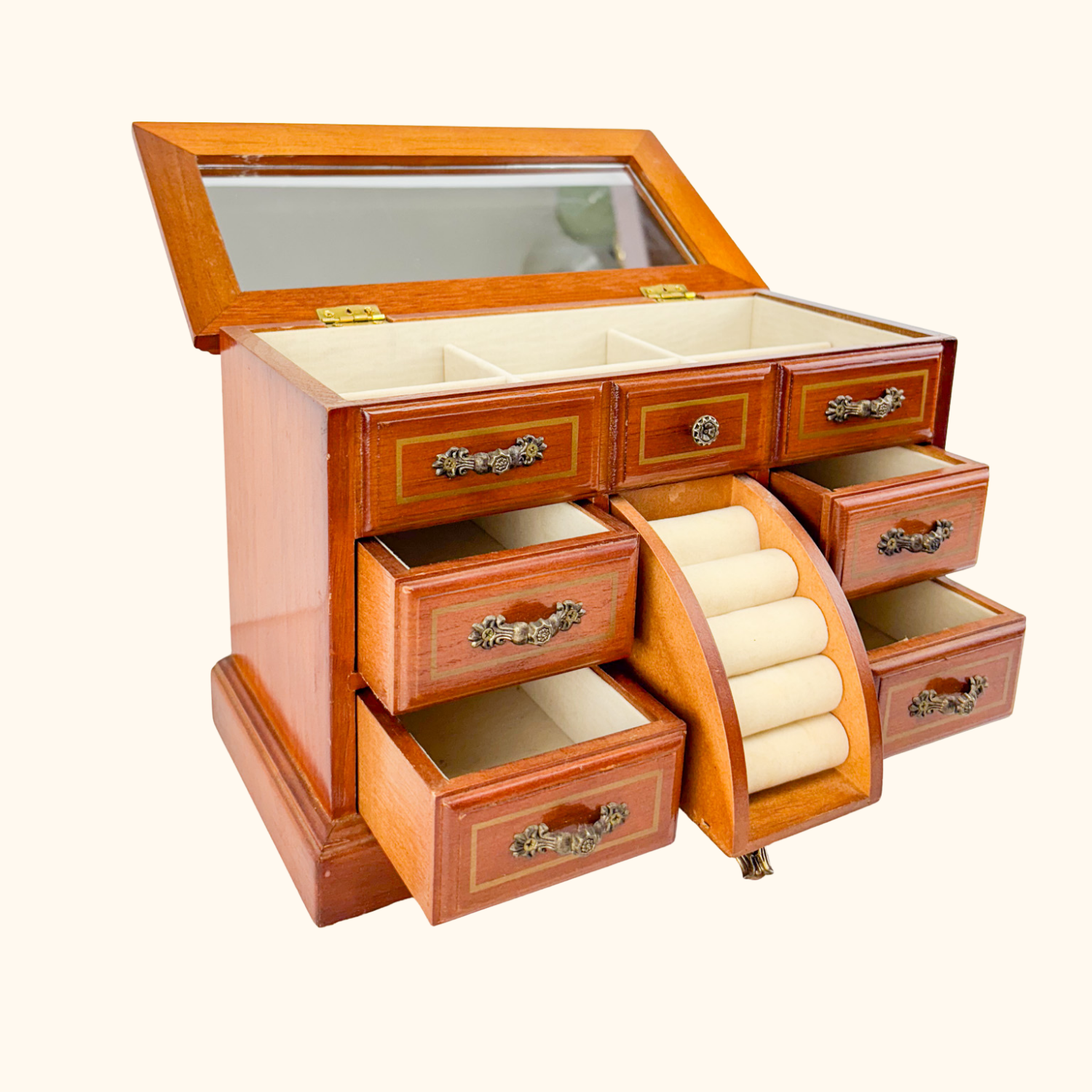 Vintage Solid Wood Jewellery Box Sunshine Thrift