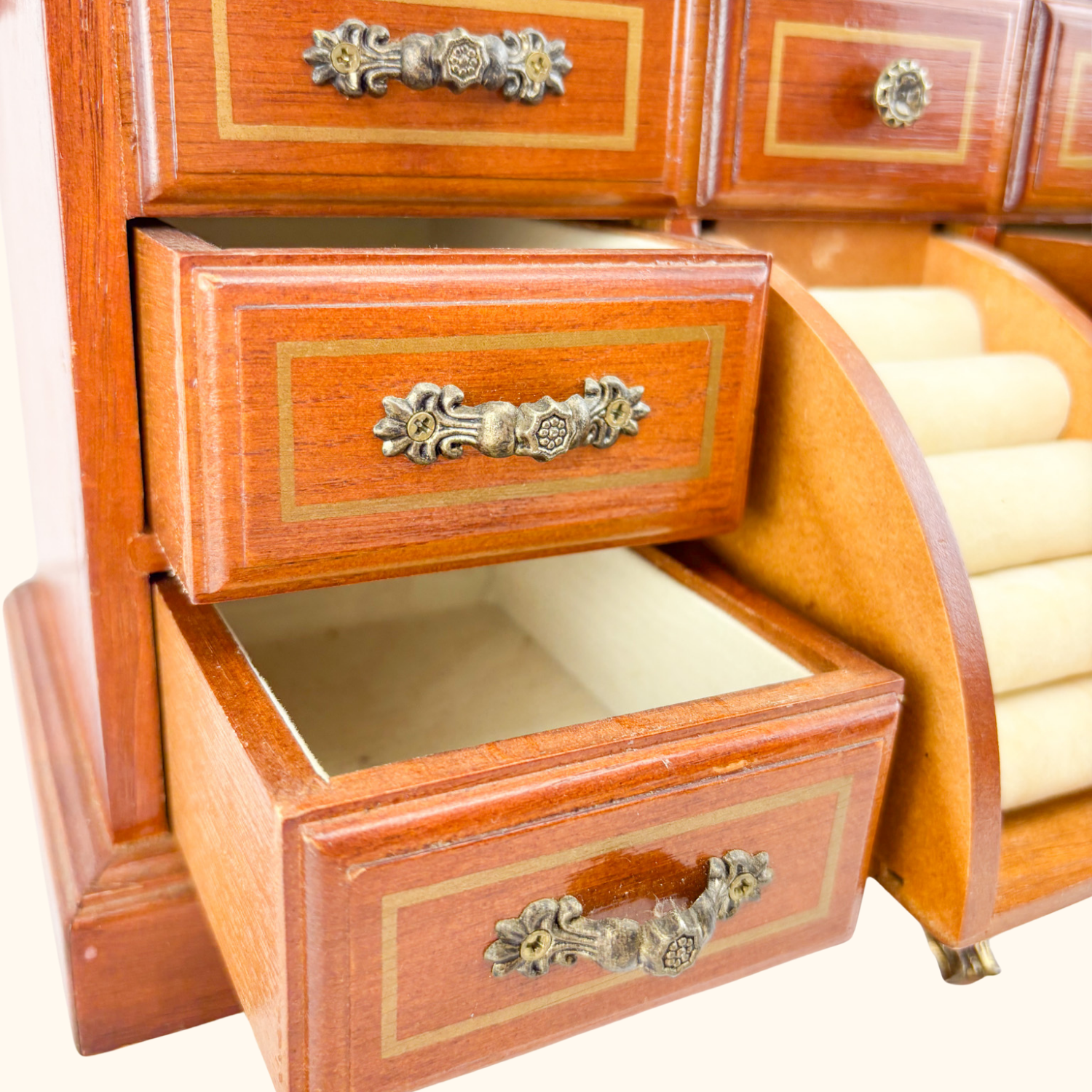 Vintage Solid Wood Jewellery Box Sunshine Thrift