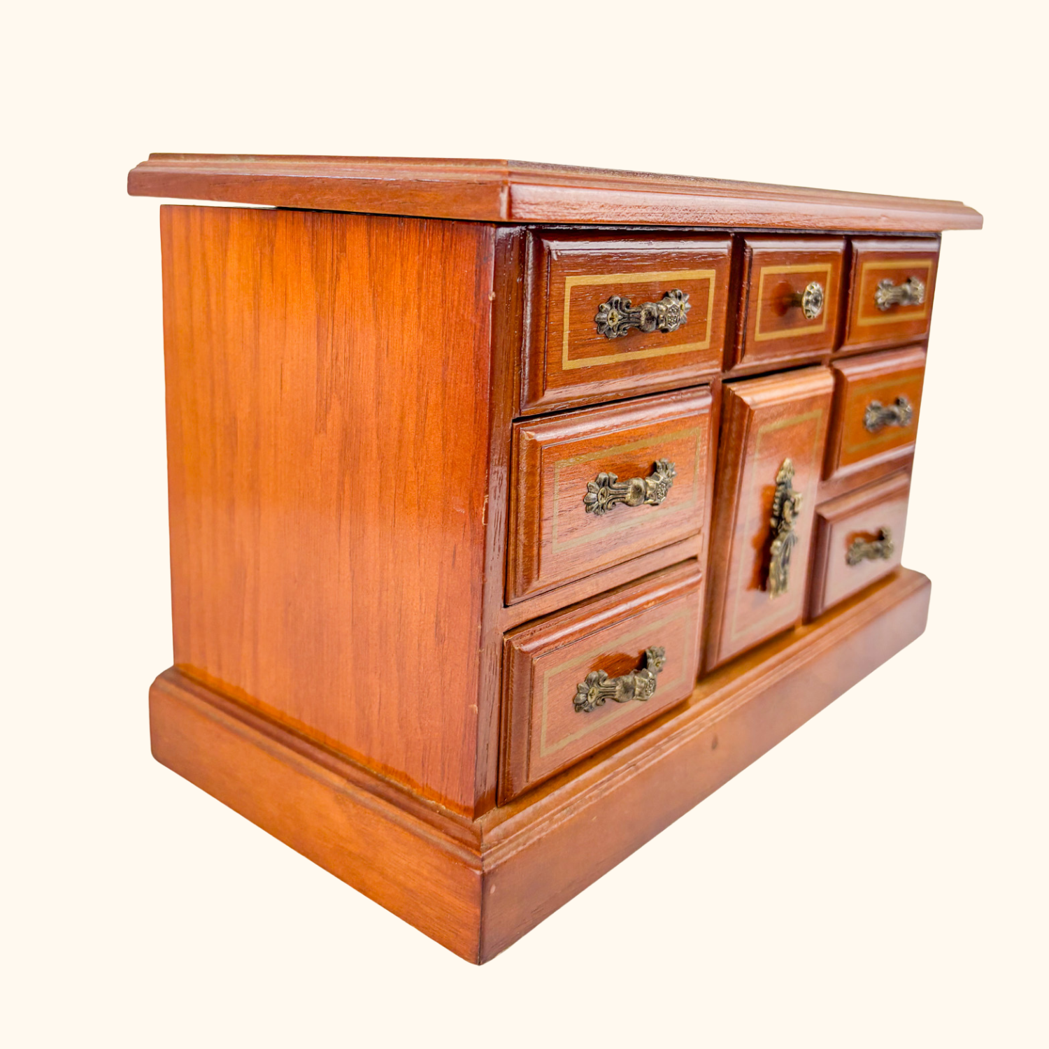 Vintage Solid Wood Jewellery Box Sunshine Thrift