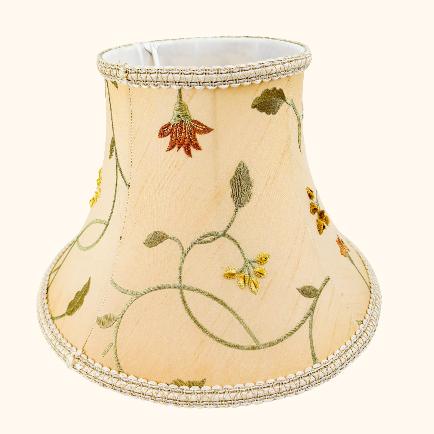 Vintage Floral Silk Embroidered Bell Lampshade Sunshine Thrift